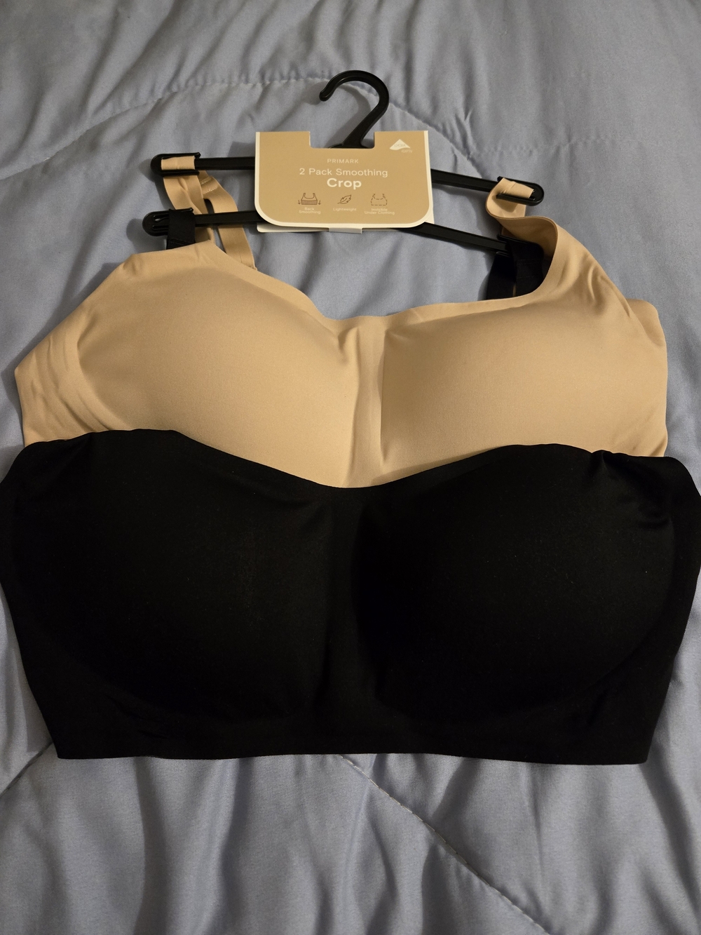 2-Pack Smoothing Crop Bras - Nude & Black